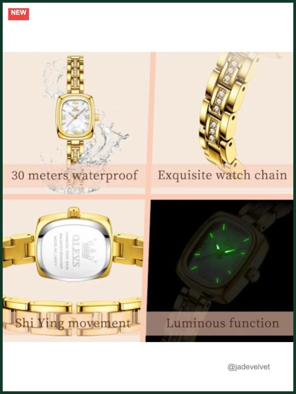 Ladies Diamond Dress Watch with Date, Stainless Steel Bracelet, Easy to Read